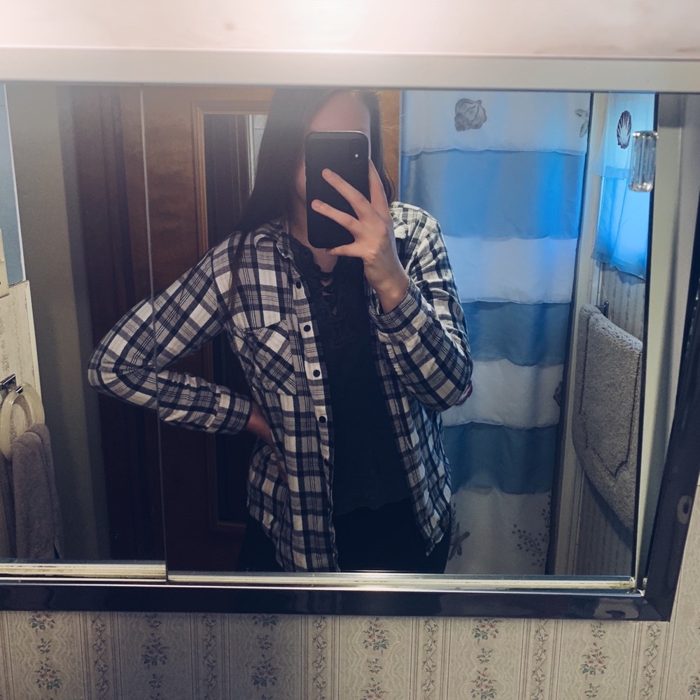 navy/grey/white flannel